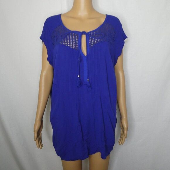 Daniel Rainn Sleeveless Tie Neck Crocheted Blouse - Picture 1 of 11